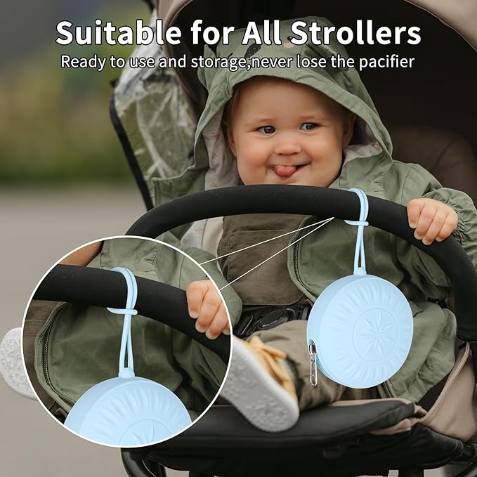 senbowe 2 Pack Silicone Pacifier Holder Case, Newborn Baby Portable Silicone Pacifier Case Cover Pouch for Diaper Bag