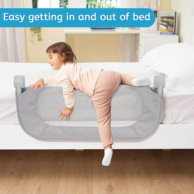 Y- STOP Toddler Bed Rails for Crib Baby Bed Rail Guard for Queen. King Bed, Adjustable Bed Rail Guard with Reinforced Anchor Fit for Slats& Boxspring, Sturdy Crib Bed Rail Guard for Toddlers,Kids