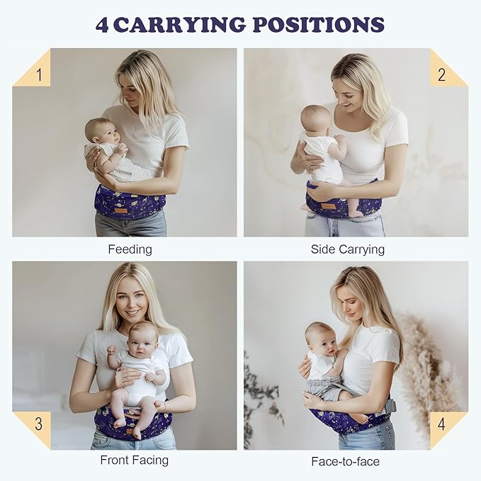 Baby Hip Carrier - Adjustable Waistband & Hip Seat for Newborn-Toddler (Up to 66 Lbs) with Pockets for Parents