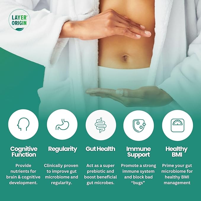 Layer Origin | PureHMO Human Milk Oligosaccharide (HMO 2'-FL) Prebiotic Powder - Feed 200 Billion Probiotics/Scoop, 45 Servings