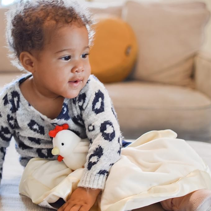 Chicken Lovey Blanket for Baby | Large 20" x 20" Baby Lovey for Girls or Boys | Cute Chicken Security Blanket for Babies and Toddlers