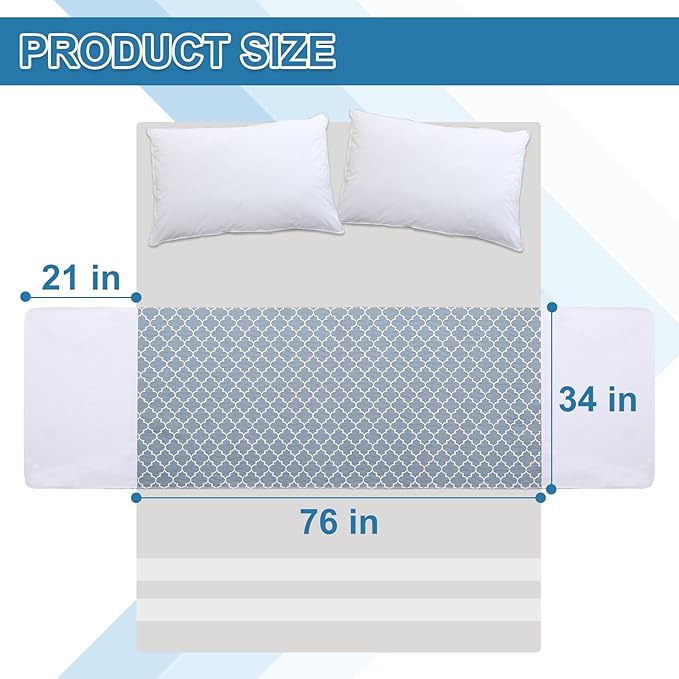 OUTCREATOR® Saddle Style Bed Pad with Tuck-in Sides, 34" x 76" Reusable Incontinence Underpad, Absorbent Waterproof Washable Quilted Tuckable Mattress Protector for Adults, Elderly, Kids, Pets (Gray)