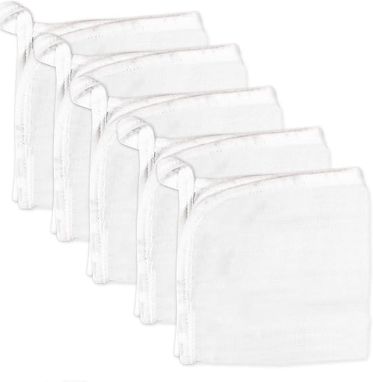 HonestBaby unisex baby Organic Cotton Washcloth Multi-Pack Winter Accessory Set, 5-pack Bright White, One Size US