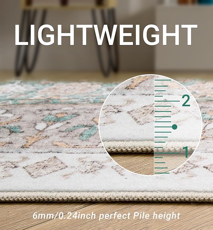 zesthome 10x14 Area Rugs,Stain Resistant Washable Rug,Ultra-Thin Rugs for Living Room,Bedroom,Non-Slip Backing Home Decor Large Area Rug (Green/Brown,10'x14')