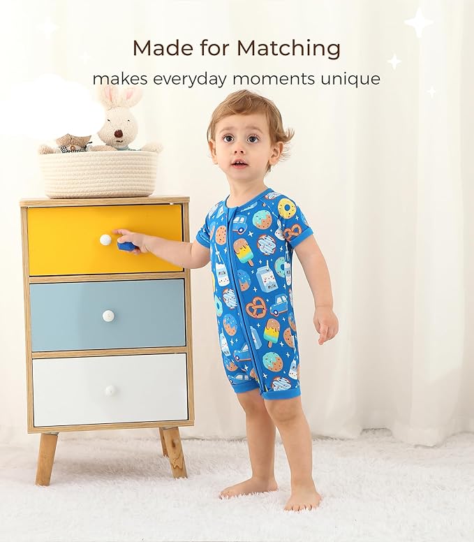 Baby Boy Romper Toddler Boys Short Sleeve Shorts Soft Jumpsuit Outfit Viscose Made from Bamboo