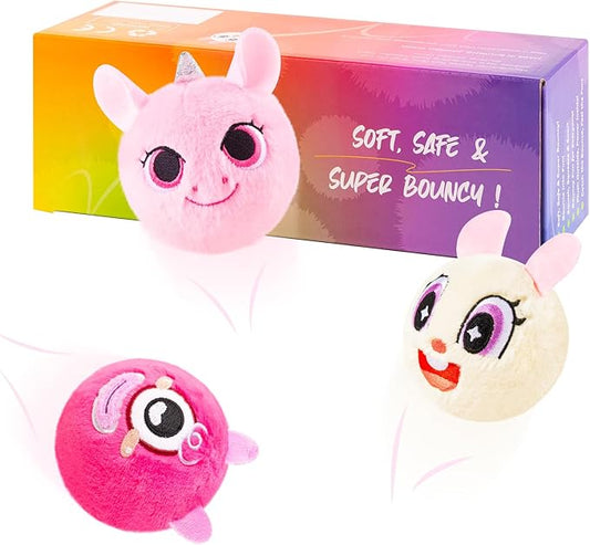 Plush Bouncy Balls for Kids & Toddlers - 3" Large Safe Size BPA Free- Toddler Toys Stuffed Animals -Indoor Outdoor Games - 3 Pack Bulk - Birthday Hallowwen Gift for Boys Girls 1-3 3-5 5-8 8-12