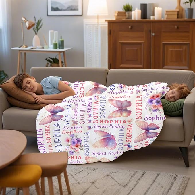 Ship Next Day, Personalized Baby Blanket for Boys Girls - Printed in USA, Custom Baby Blanket with Name Super Soft Plush Flannel, Easter Christmas Brithday Gifts for Baby Shower Kids Toddlers Newborn