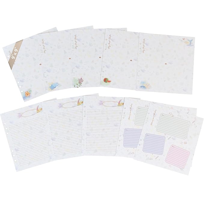 9" x 9" Extra Pages for Photos, Stories, and Wishes – Perfect Fit for Yulka Crafts Baby Memory Book “Choose Joy” 9" x 9" | 10 Additional Paper Sheets for Loose-Leaf Baby Photo Album - Refill Paper Set
