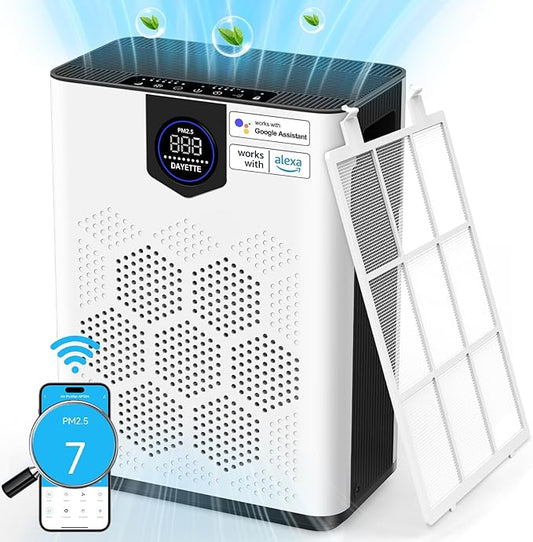 H14 Air Purifiers for Home Large Room Up to 3000 Ft², Smart Wifi with Washable Filters, Air Quality Monitor, 4 Fan & 22 dB Sleep Mode for Bedroom Living Room