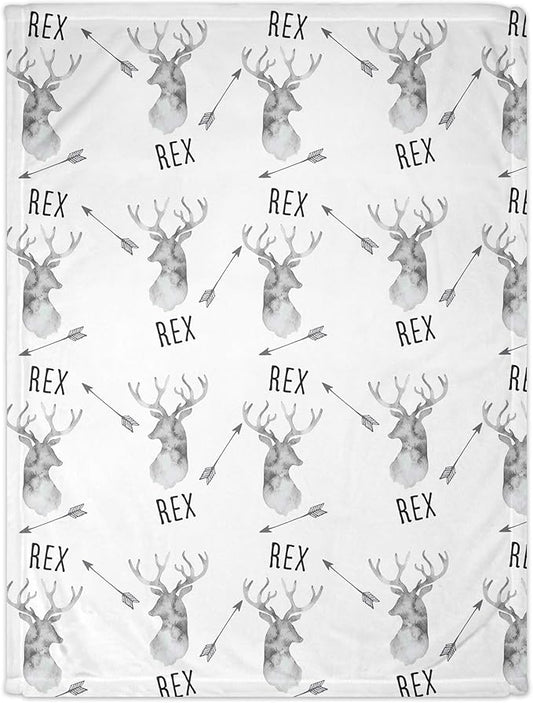Personalized Baby Blankets for Boys with Name - Newborn Soft - Custom for Boys - Deer Baby Blanket