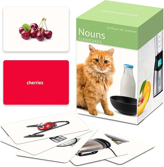 Picture My Picture Nouns Flash Card Set – Speech Therapy Tool for Vocabulary, Communication & Thinking, Scratch-Resistant with Activity Guide, Suitable for Education, ESL & ABA – Set of 200