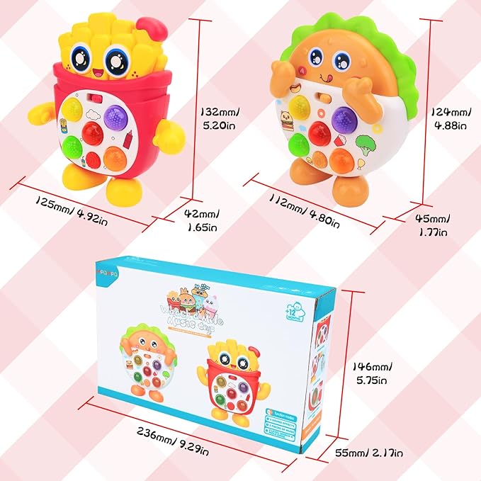 Musical Toys for Toddlers 1-3, Baby Musical Toys with Music & Sound Effects & 5 Level Quick Push Game, Interactive Light up Baby Toy with Flashing, Birthday Gift for Boy Girl 1 2 3 Year Old