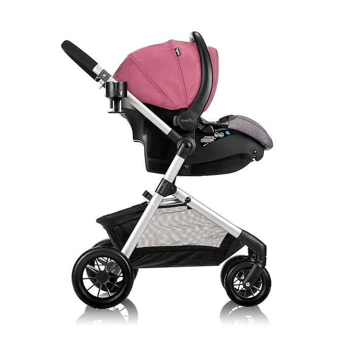 Evenflo Pivot Modular Travel System with SafeMax Rear-Facing Infant Car Seat (Dusty Rose Pink)