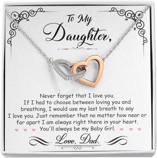 To My Beautiful Daughter Necklace from Mom & Dad | Cubic Zirconia Pendant with Heartfelt Message Card & Gift Box | Daughter Birthday, Graduation, Christmas Jewelry Gift from Parents