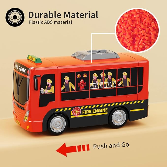 HONGTUO Fire Truck Toys with Teaching Meaning, Simulation Steering Wheel Driving Toy, Toddlers Fire Truck Toy with Sound and Light, Simulate a Rescue fire Scene，Gift for 3-5 Boys & Girls