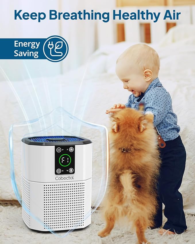 2 Pack Air Purifier for Home Bedroom, Cobectal Room Air Cleaner with H13 True HEPA 3-in-1 Filter, Aroma Function & Sleep Mode, Desktop Small Air Purifier for Office, Dorm, Hotel, RVs (White)