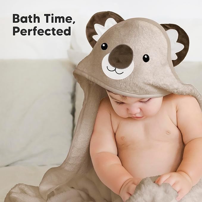 KeaBabies Hooded Baby Towel for Newborn - Viscose Derived from Bamboo Large Baby Bath Towels with Hood for Boys, Girls, Toddler, Extra Absorbent & Soft Newborn Bath Essentials (Alpaca)
