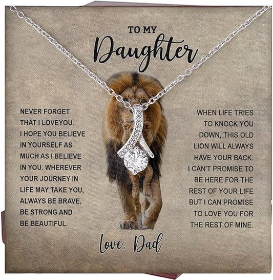 To My Daughter Gift Necklace From Dad or Mom - Badass Daughter Jewelry With Heartfelt Message & Elegant Box