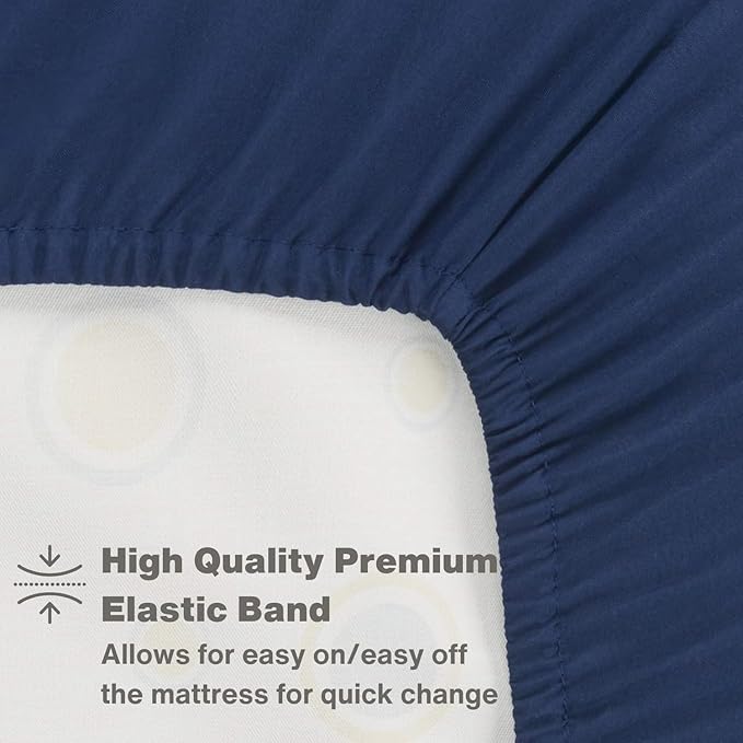Everyday Kids Fitted Crib Sheet, 100% Soft Breathable Microfiber Baby Sheet, Fits Standard Size Crib Mattress 28in x 52in, Navy Nursery Sheet