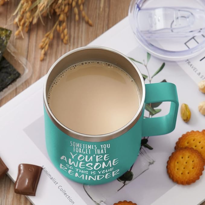 NOWWISH Gifts for Her, Sometimes You Forget You're Awesome Coffee Mug, Inspirational Gifts, Thank You Appreciation Gifts for Coworker, Teacher, Mom, Wife, Sister - Green