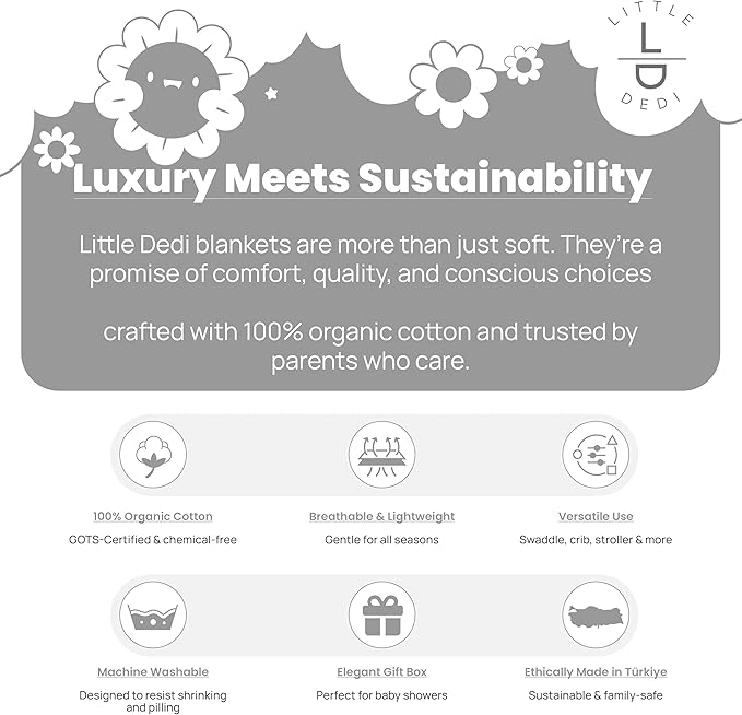 100% Organic Cotton Baby Knitted Blanket with Gift Box - Soft Toddler, Crib, Stroller Blanket - Neutral Swaddle and Receiving Blanket for Newborns, 30"x40", White