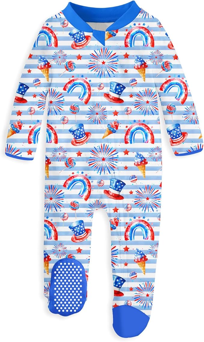 UNIFACO Baby Girls Boys Footed Pajamas One-Piece Sleeper Snug Fit Sleep and Play Zip Front Footie Romper 0-12 Month