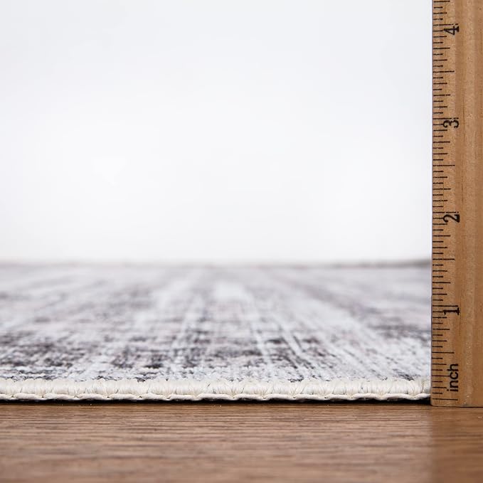Bloom Rugs Washable Non-Slip 7 ft Runner - Gray/Charcoal/Blue Modern Abstract Runner for Entryway, Hallway, Bathroom, and Kitchen - Exact Size: 2.5' x 7'