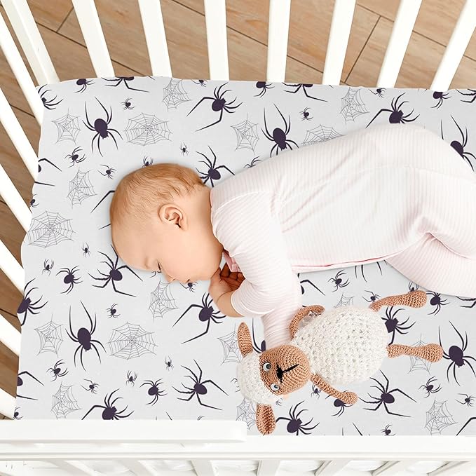 Spiders Crib Sheets for Neutral Bassinet Play Sheets,Sheets Toddler Bed Sheets for Baby Boys Girs 39 * 27 * 5in