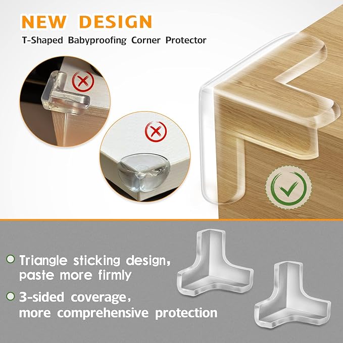 12 Pack Corner Protector, Clear Corner Guards Table Edge Protectors, Baby Safety Corner Bumpers Covers, Furniture & Sharp Corner Baby Proofing, T Shaped(1.4"x1.4" x1.4")