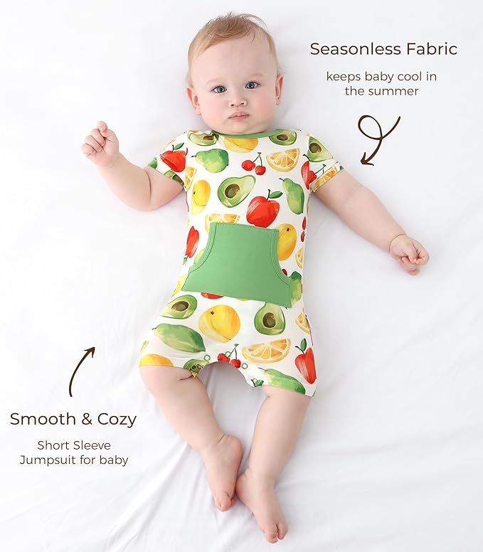 Baby Boy Romper Toddler Boys Short Sleeve Shorts Soft Jumpsuit Outfit Viscose Made from Bamboo