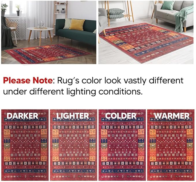 Keen Home Design 10x14 Rug - Machine Washable Area Rug with Non-Slip Backing, Ideal for Living Room, Dining Room, Bedroom - Vintage, Easy Clean, Durable, Low Pile Rug - (9'7" x 14')