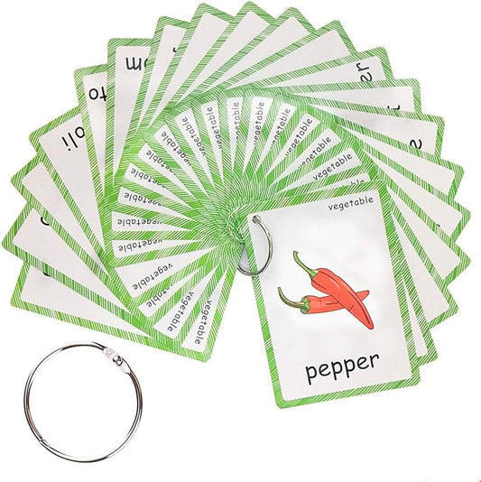 Set of Vegetables Flash Cards for Toddlers(20 pc) | Kids Learning Flashcard & Montessori Pocket Cards Toys | Perfect for Pre-K Decor Background Wall Stickers, Teacher/Autism Therapists Tools