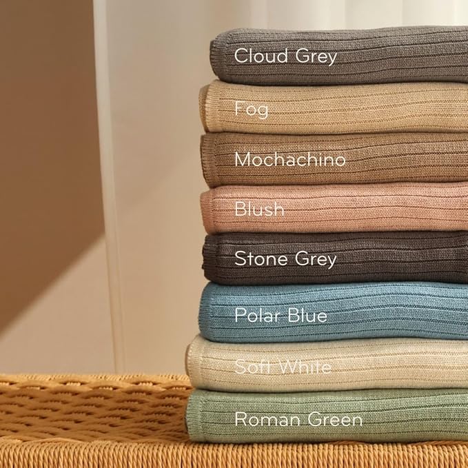 Knitted Organic Cotton Baby Blanket- Swaddle Blanket, 30" x 40" Soft Receiving Blanket for Newborn 2-Pack (Fog and Blush)
