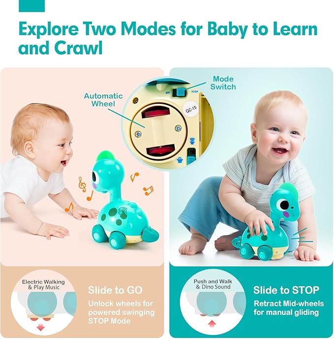 CubicFun Baby Toys 12-18 Months - Touch & Go Musical Light Tummy Time Infant Baby Crawling Toys 12 Months, Toddler Travel Toy for 1 Year Old Boy Christmas Birthday Gifts Stocking Stuffers