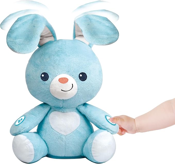 winfun Peekaboo Light Up Bunny – Interactive Plush Toy for Babies, Plays Peekaboo with Sounds & Melodies, Soft Tactile Fabric, Satin Ribbon Tags, Ages 6 Months & Up