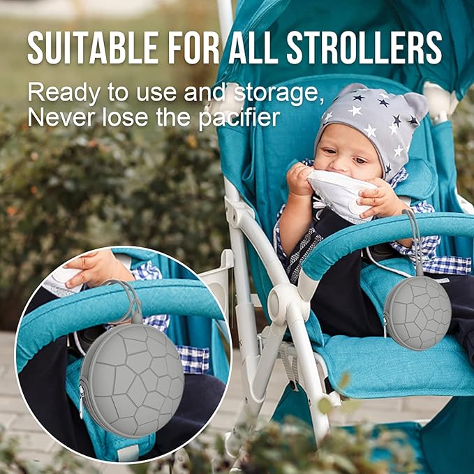 Smlpuame Pacifier Holder Case,Mothers Day Gifts for Mom BPA Free Portable Silicone Baby Pacifier Cover Pouch for Diaper Bag Stroller,Travel Outdoor Activities,Easy to Clean(Football & Grey)