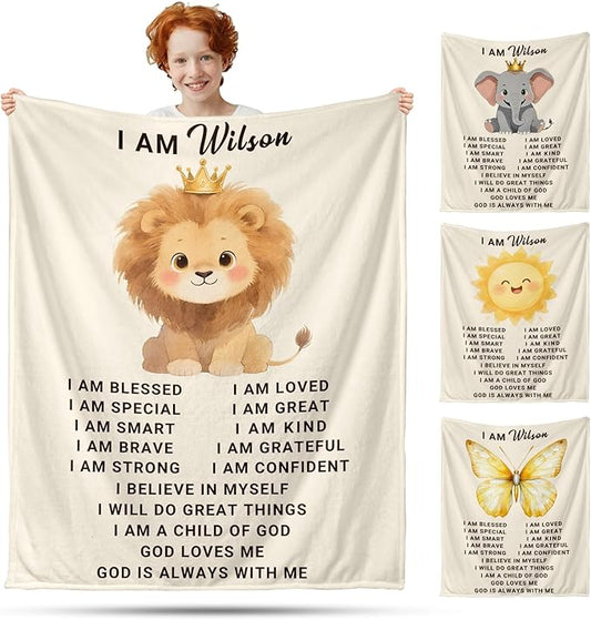Ship Next Day, Personalized Baby Blanket for Boys Girls - Printed in USA, Custom Baby Blanket with Name Super Soft Plush Flannel, Easter Christmas Brithday Gifts for Baby Shower Kids Toddlers Newborn