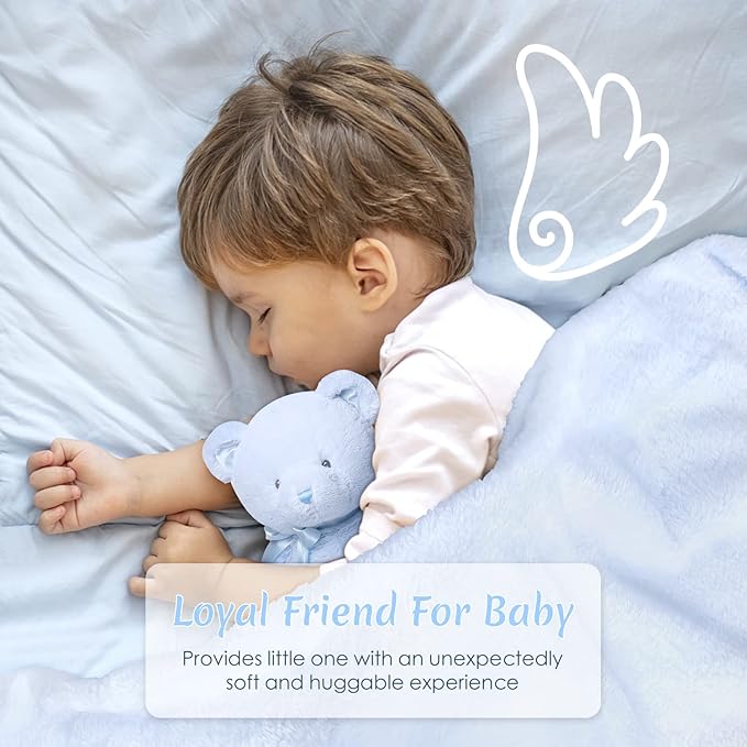 Baby Boy Gifts, Baby Shower Gifts - Newborn Bear Toys Rattle Blanket Infant Shoes Onesie Wooden Keepsake Babies Registry Gift Essentials Basket, Unique New Baby Gift Set for Boys 0+ Months
