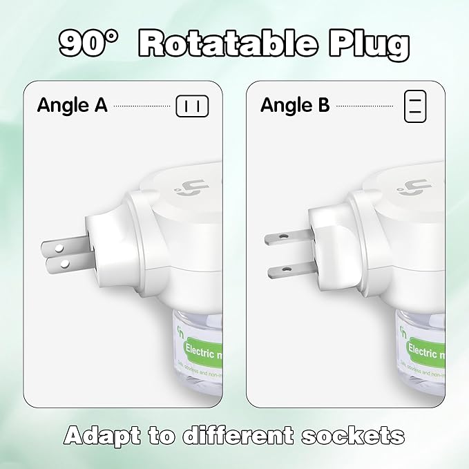 Mosquito Repeller, Electronic Mosquito Repellent Plug in Indoor Use, Includes 2-Pack 280 Hr Repellent Refills, No Candles or Flames, DEET-Free, for Home, Bedroom, Office, Kitchen (White)