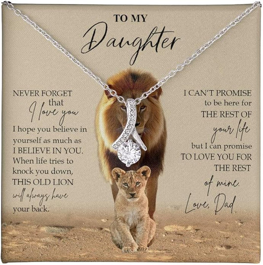 To My Daughter Gift Necklace From Dad or Mom - Badass Daughter Jewelry With Heartfelt Message & Elegant Box