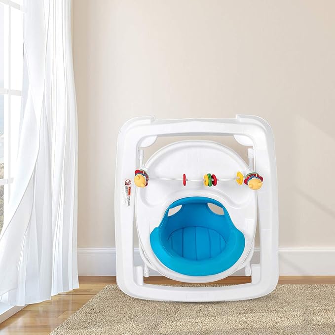 HONEY JOY Baby Walker, Foldable Push Walker Toy-Seated & Walk-Behind with Wheels, Interactive Piano & Pedants, Adjustable Height & Speed, Padded Seat, Baby Walkers for Boys Girls(Blue)