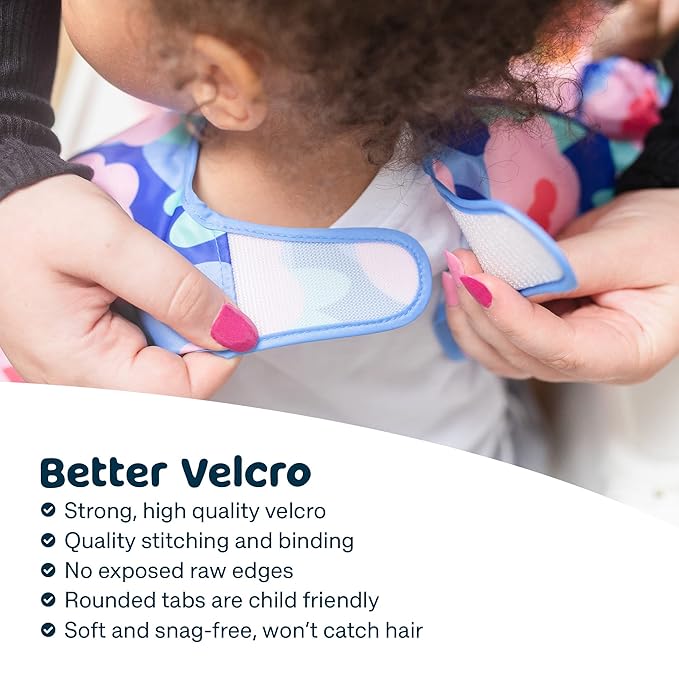 Tiny Twinkle Mess Proof Baby Bib,Waterproof Smock Baby Bib for Eating,Machine Washable Long Sleeve Bib,Baby Led Weaning,Toddler Bib,BLW Supplies(Floral Blue, Large 2-4 Years)