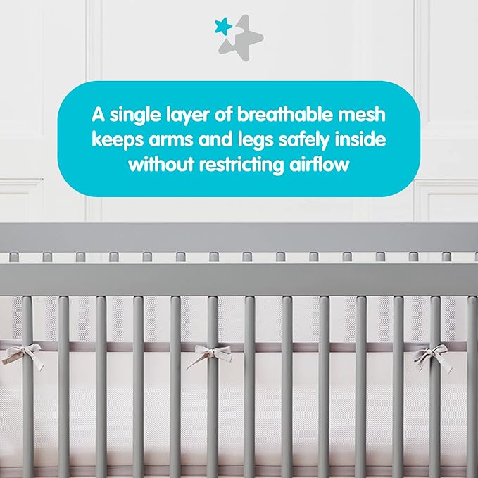Breathable Mesh Liner for Full-Size Cribs (Gray, 11')