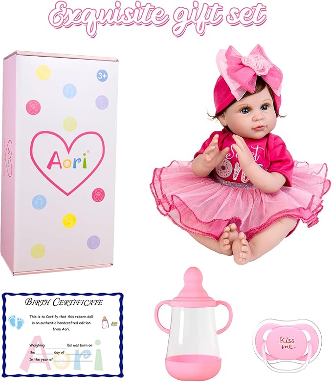 Aori Lifelike Reborn Baby Doll Girl - 22-inch Realistic Newborn Baby Girl Dolls, Gift Set for Kids 3+, Grand-Parents, Pre-Parents