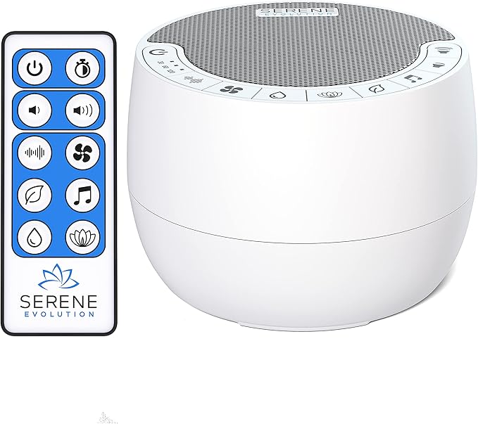 Serene Evolution White Noise Sound Machine with Remote Control - 70 Sound Options for Sleeping Adults and Babies - White Noise Machine for Office Privacy, Noise Canceling with Ocean and Rain Sounds