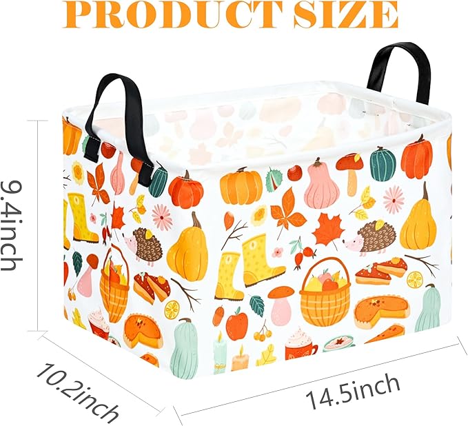 Rectangle Autumn Harvest Gift Storage Home Shelf Storage Basket Organizer Box Clothes Laundry Hamper Toys Nursery Basket Baby Laundry Basket with Handles