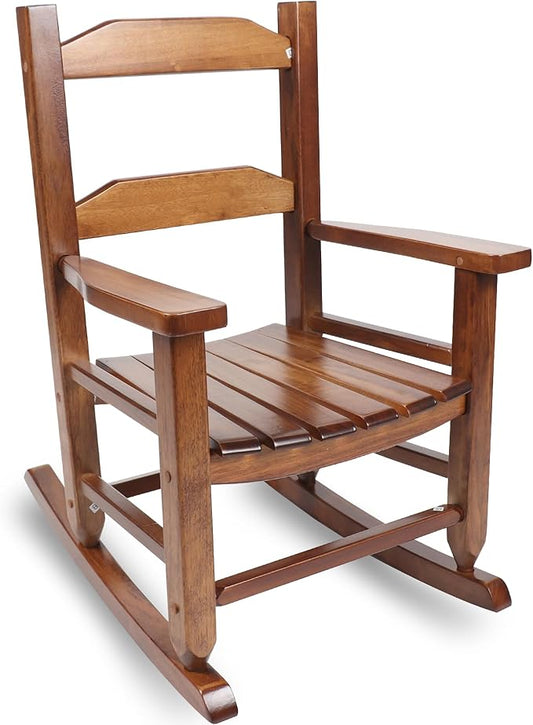 Toddler Rocking Chair Kids Wooden Indoor for Comfy Recliner Rocker for Baby Children Ages 3-6 Outdoor Lounge Chair Girls Playroom Christmas Gift Brown