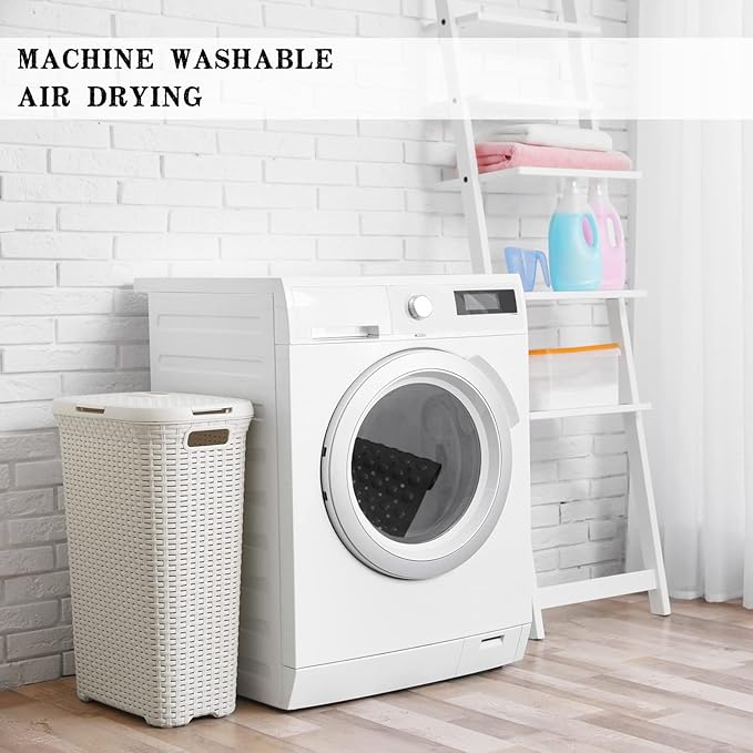 Linoows Bathtub and Shower Mats, Extra Long Non-Slip Bath Mat 39 x 16 Inch, Machine Washable Bath Tub Mat with Suction Cups & Drain Holes for Bathroom, Black