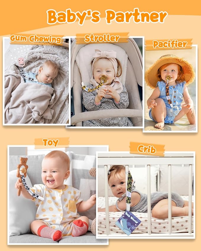 Babygoal Halloween Pacifier Clips 8 Pack, Pacifier Holder Clips for Baby Boys and Girls Fits for Most Pacifier, Binkie Styles & Baby Teethers & Toys and Gift 8PS32-B