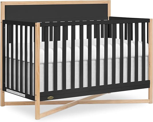 Dream On Me Owen 5-in-1 Convertible Full-Size Baby Crib in Matte Black, GreenGuard Gold & JPMA, Converts to Toddler, Day, & Full-Size Bed, Non-Toxic Paint, Safe Sleep Environment
